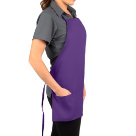 KNG Purple 3 Pocket Adjustable Bib Apron for Men and Women - Pack of 2