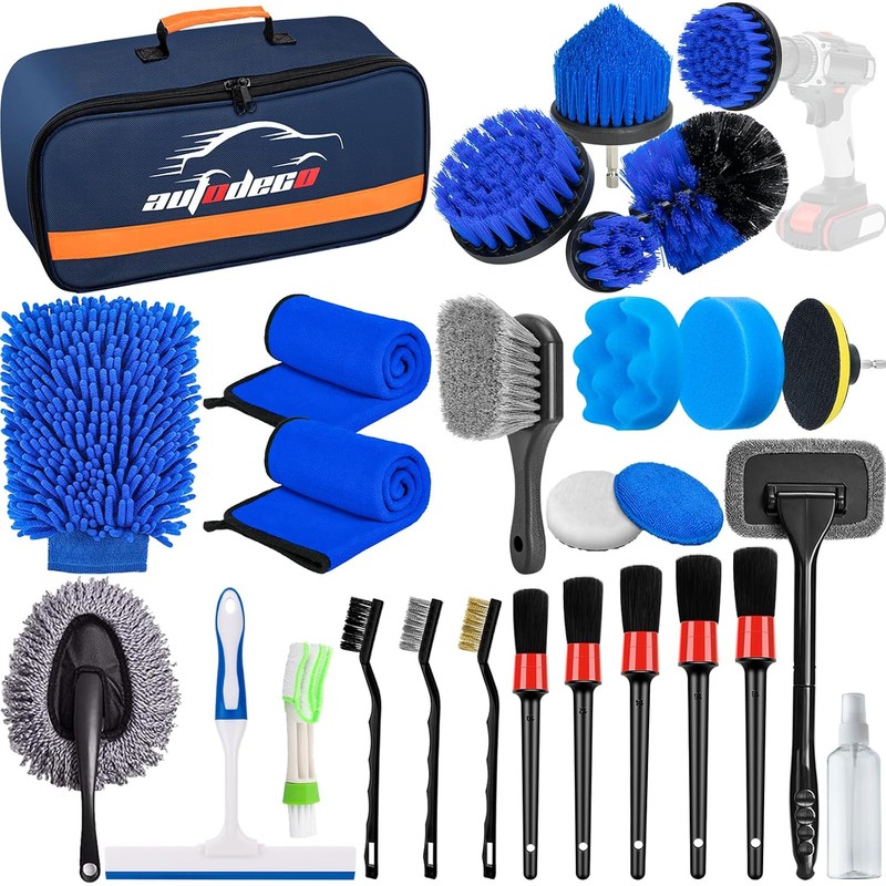 Juego de 32 cepillos para detalles de coche, kit de