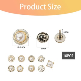 Nzexlyva 10Pcs Modesty Pins, Women's Clips to Stop Gaping for Clothes, Shirt Brooch Buttons Cover Up Blouse Pins Safety Invisible Buttons for Bags T-shirt Clothes Hat Decoration