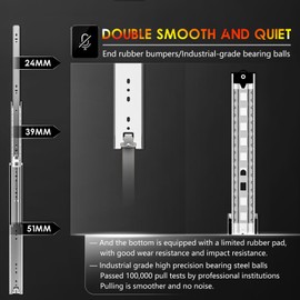 AOLISHENG Heavy Duty Full Extension Drawer Slides with Ball Bearings for Kitchen Cabinets, Bedroom Furniture & Storage Drawers