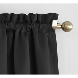 Sun Zero Easton Energy Saving Blackout Rod Pocket Curtain Panel, 40" x 95", Black