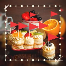 100 Pcs Solid Red Toothpick Flags - Mini Triangle Golf Flag Toothpicks for Cupcakes, Fruit & Cheese Markers - Small Blank Flag for Golf Themed Birthday,Wedding, Party, Buffet Appetizer Decorations