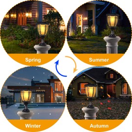 Kendal Solar Post Lights Outdoor, Waterproof Fence Solar Powered Pillar LED Light, Solar Deck Post Lights Decorations Porch Railing Patio with Clear Glass, Warm White, Black