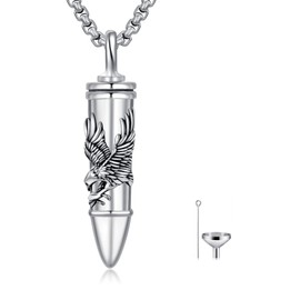 HARMONY BOLA Eagle Urn Necklace for Ashes 925 Sterling Silver Necklace with Eagle Pendant Cremation Jewellery Keepsake Gifts for Men Husband Son, Sterling Silver, No Gemstone