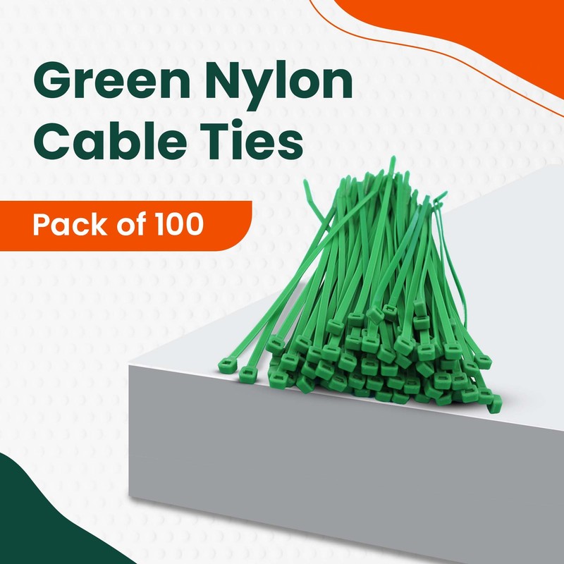 Home.smart 100 x Green Nylon Cable Ties 300 x 4.8mm
