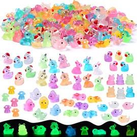 EKisemio 150Pcs Glow in The Dark Mini Resin Animals, Tiny Animal Figures