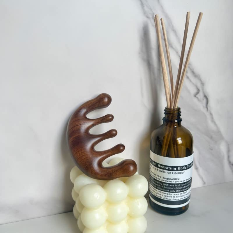 Wooden Massage Comb with Wide Tooth，Scalp Massager Round Tooth Comb，Natural
