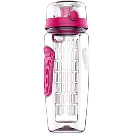 iMounTEK Ultra Portable Leak Proof Fruit Infuser 32 OZ Sports Water Bottle. BPA Free, Full Length Infusion Rod/Flip Top Lid/Dual Anti-Slip Grips – Healthy Hydration Made Easy- for Office/Home- Pink