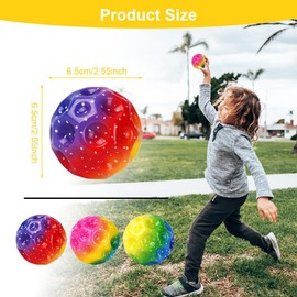 OSDUE 3 PCS Moon Ball, 6.5cm Extreme Space Ball, PU Bounce Ball Sensory Ball, Ultra High Bouncing Ball & Sounds Meteor Space Ball with High Resilience for Kid Teens Pocket Money Toys