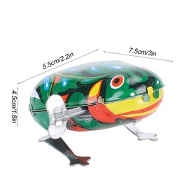 Qcwwy Pack of 5 Cat Toy Frogs, Funny Clock Movement Spring Winding Metal Jumping Frog Retro Vintage Wind Up Metal Tin Toy (Clockwork Semi-Automatic Frog)