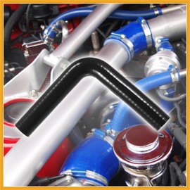 Partuto 19mm 0.75" ID 90 Degree Elbow Silicone Reducer Hose Pipe Bend Turbo Water Intercooler Black Durable Material Replacement