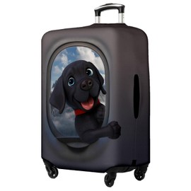 Suitcase Cover, Travel Suitcase Cover, Elastic, Washable, Suitcase Protective Cover, Suitcase Cover, Small S, Medium M or Large L, Animal Dog Cat Horse Motifs [083], Window, S, Suitcase cover