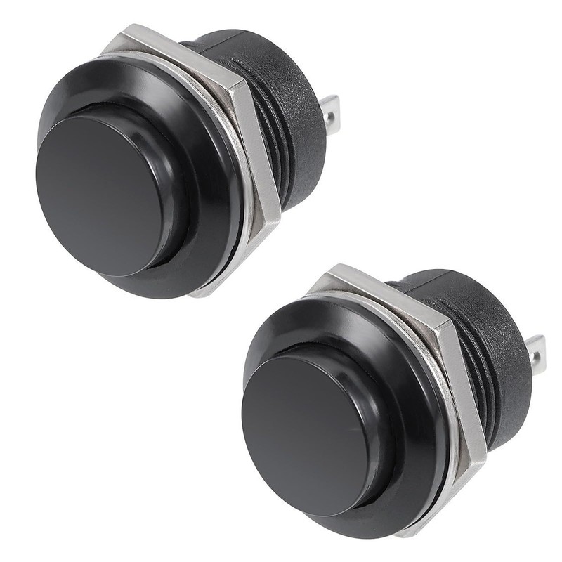 2pc Black Momentary Push Button Switches – 12v 5A Push