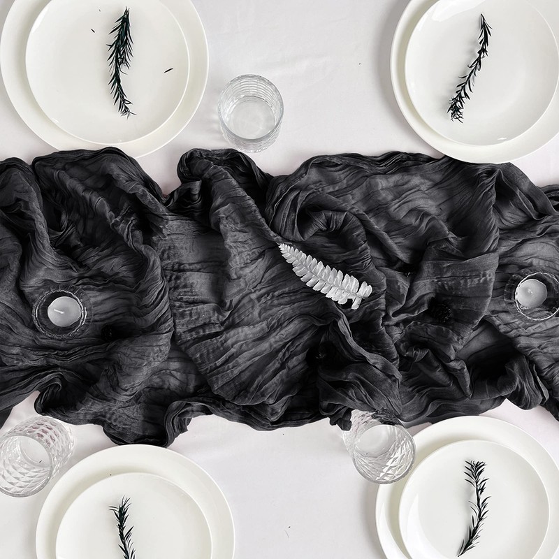Time to Sparkle Cheesecloth Table Runner 90X400CM - Black