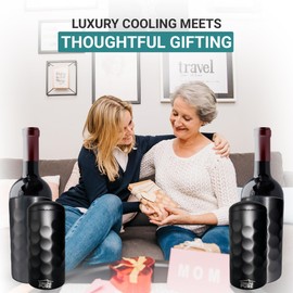 Vacuum Insulated Stainless Steel Wine & Champagne Bottle Cooler – Fits Most 750mL Bottles, Keeps Drinks Chilled for Hours (Silver)