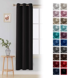 Deconovo Room Darkening Thermal Insulated Blackout Grommet Window Curtain for Bedroom, Black,42x84-inch,1 Panel