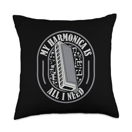 Chromatic Harmonica Accessories Set Beginner Gifts Need Harmonicist Mouth Harp Harmonica Throw Pillow, 18x18, Multicolor