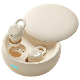Sioroch Comfortable Sleep Earbuds for Side Sleepers - Wireless, Noise Cancelling, Compact Design with Digital Display, Comfort for All-Night (Beige)