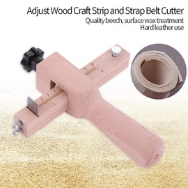 Strip and Strap Cutter Leather Craft DIY Hand Cutting Tool Adjustable with 5 Blades Professional Wooden Leatherworking Tools Stainless Steel Belt Cutters Clear Wood Scale Gauge Accessory Craftool