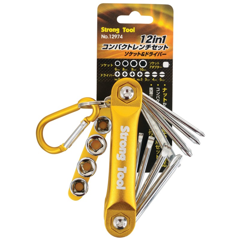 Ichinen Access Strong Tool Screwdriver 12-in-1 Compact Wrench Set Socket