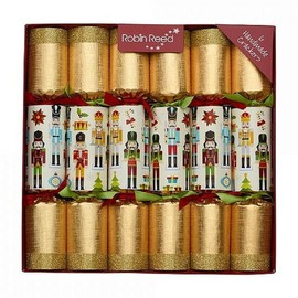 R&R English Christmas Table Decor 6pc 12in Holiday Themed Crackers - Traditional Nutcracker
