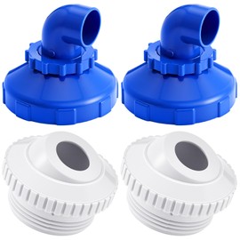 Funnymoom 4 Pcs Pool Jet Nozzles 360°Swivel Rotatable Pool Inlet Nozzle Fitting with SP1419D Return Jet Adjustable 3/4" Opening Rotating Eyeball 1-1/2 Inch MIP Thread for Swimming Spa Accessories