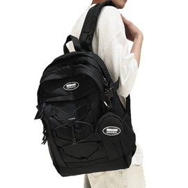 ZESU Korean Backpack, Popular Large Capacity School Backpack, Unisex, For Work or School, Junior High School Students, Women's, Black