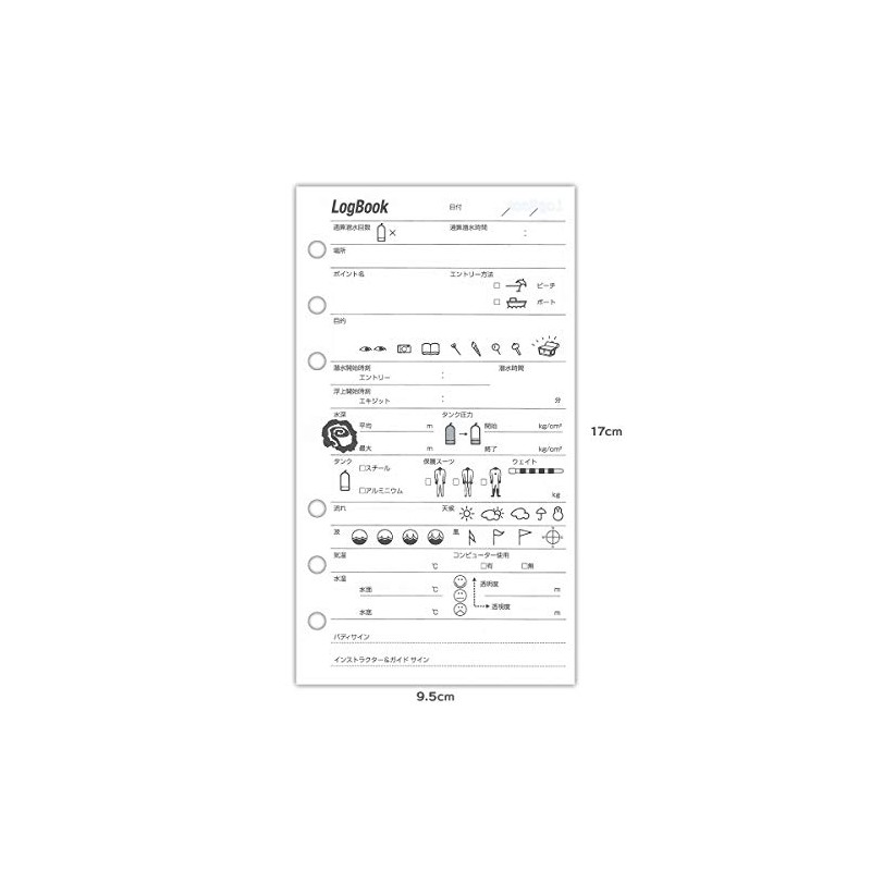 Spare Log Log Book Diving Log Refill 6 Hole Log