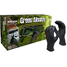 Watson Gloves Green Monkey 8 MIL Biodegradable Disposable Nitrile Glove - Powder-Free, Abrasion and Puncture Resistance, Sure-Grip Textured Pattern, 50 Gloves/Box (Medium, 5558PF)