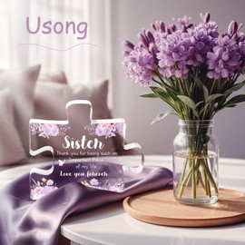 Usong Sister Gifts with Giftpack, Sister Birthday Gifts, Sister Presents for Birthday Christmas, Special Sister Gifts from Sister Brother - Acrylic Puzzle Ornament, 3.9x3.3x0.6 inch