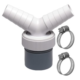 1PC Washing Machine Drain Double Connection Y Adapter Input Connector of 18-24 mm and Outlet 40 mm Pipe with Hose Clamp for Dishwasher Tumble Washing Machine Dishwasher Dryer Garden Hose White