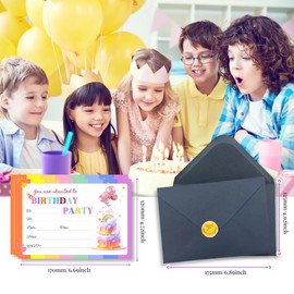 Rainbow Birthday Invitation Cards -15PCS with Envelopes for Birthday Party, Birthday Party Invitations Cards for Boys or Girls Birthday Party(Rainbow）