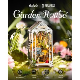 Rolife DIY Book Nook Kits for Adults-Garden House Bookshelf Insert Booknook-3d Puzzle Dollhouse Room Decor for Teen Girls Boys Women Men