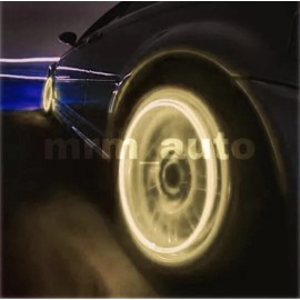 FF 2X LED Warm White Light Flashing Tire Wheel Valve Stem Cap BLACK CASE Car Bike