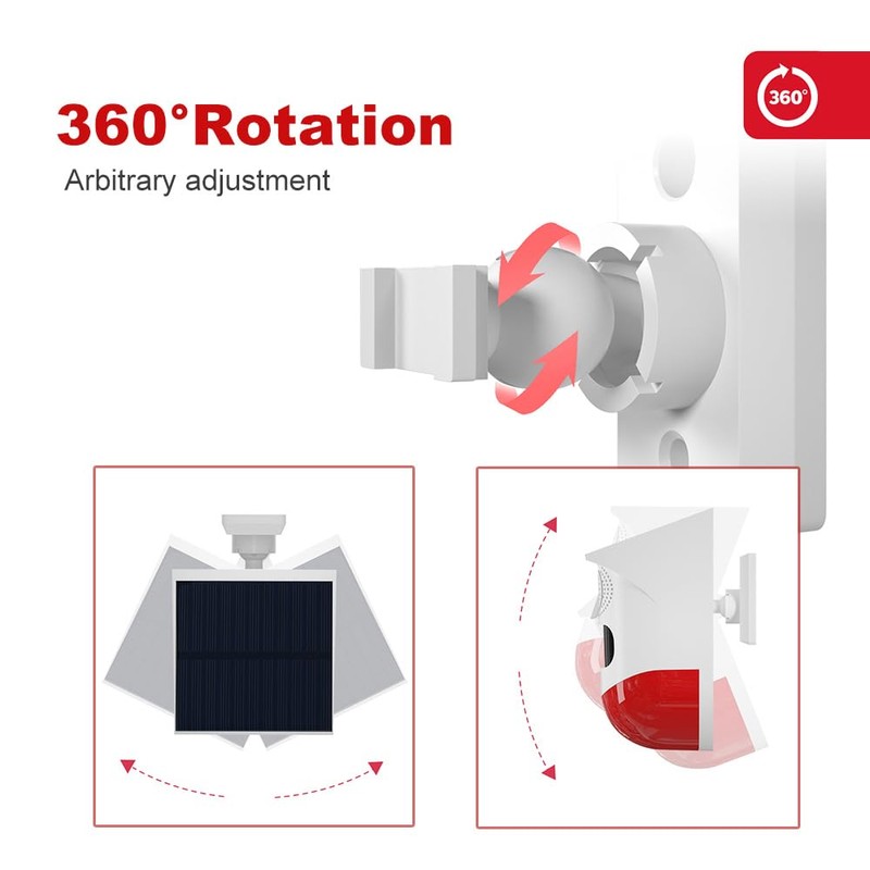 Solar Sound & Strobe Light Alarm with Motion Detector and