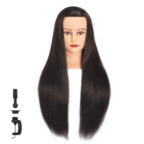 Mannequin Head 26"-28"Cosmetology Doll Head Training Head Braiding Head Hair Styling Manikin Synthetic Fiber Hairdresser Training Model for Cutting Braiding Practice with Clamp (91812LB0220)