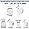 CREATCABIN Pack of 150 Cube Spacer Beads, 925 Squareless Cube