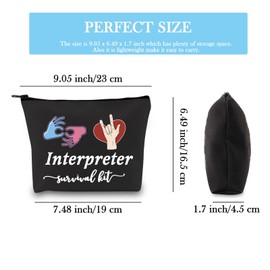Interpreter Zipper Pouch Interpreter Survival Kit Gift Makeup Bag for ASL Sign Language Interpreter (Survival Interpreter Black EU)