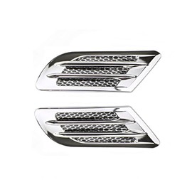 KACEPAR Exterior Car Air Flow Fender Side Vent Decoration Sticker, Front Side Fender Air Vent Grille Decoration Cover Trim, Universal Fit Pair, Chrome