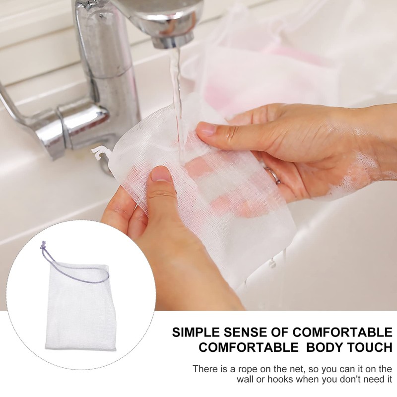 FOMIYES 40pcs Nylon Mesh Soap Pouch, Hanging Handmade Soap Bubbler,