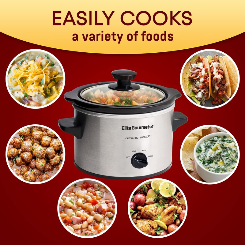 Elite Gourmet MST-250XS# Electric Slow Cooker Ceramic Pot, with Adjustable
