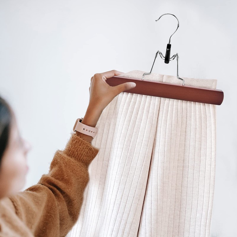 Nature Smile Wooden Pants Skirt Hangers, Smooth Finish Solid Wood