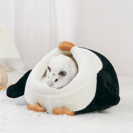 JanYoo Guinea Pig Hideout Guinea Pig Bed Small Animal House Washable Pet Bed Cage Accessories for Hamster Ferret Mouse Chinchillas Bearded Dragons and Rats(Penguin,S)
