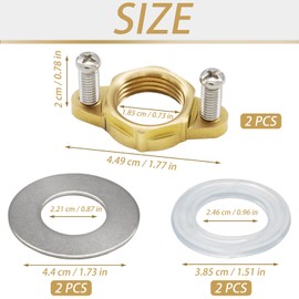 2 Pack Brass Faucet Lock Nut, Female Thread Hex Lock Nut, Brass Single Hole Faucet with Gasket, Installation Kit for Kitchen Bathroom Basin Sink (Inner Diameter: 3/4inch /19mm)