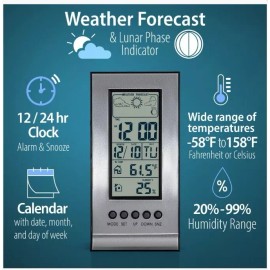 Mitaki-Japan® Mitaki-Japan Indoor Weather Station Clock Alarm with Snooze Calendar