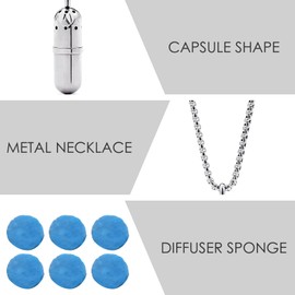 CAIRIAC Essential Oil Necklace for Women, Aromatherapy Necklace Diffuser, Women's/Men's Fragrance Diffuser Pendant Birthday, Christmas and Valentine's Day Gifts (Silver)
