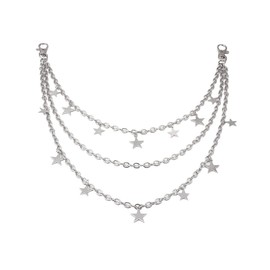 Star Pants Chain Necklace for Women Girls Men Unisex Minimalist Hypoallergenic Wallet Jeans Chain Accessories Punk Charms Vintage Bohemian Layered Dress Chain Jewelry Gifts for Fans