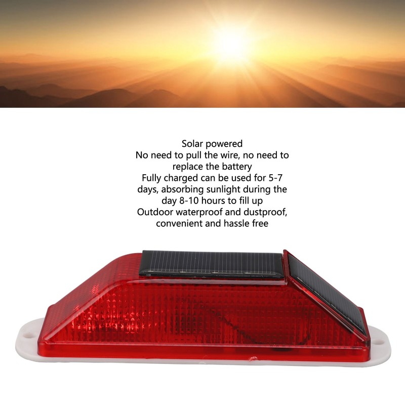 2pcs Solar Strobe Warning Light Waterproof Light Control High Bright
