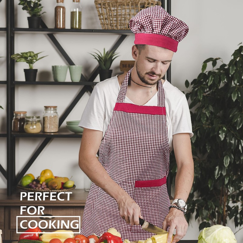 Yellow Weaves™ Cotton Kitchen Apron with Cap Combo Set of