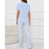 Atxnn Womens Pyjamas Cotton Pjs Set Round Neck Loungewear Striped